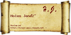Holes Jenő névjegykártya